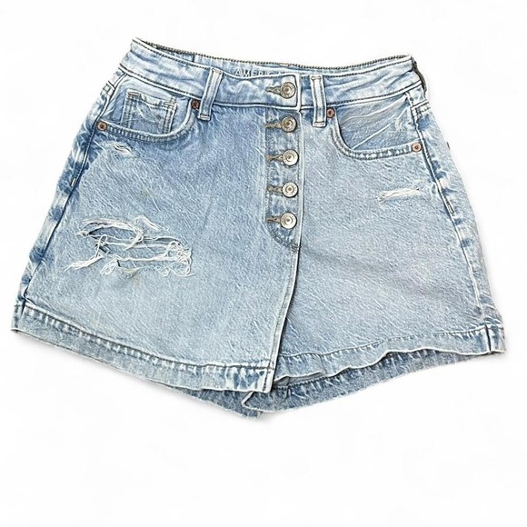 American Eagle Outfitters Pants - High-waisted light wash distressed denim shorts- american eagle